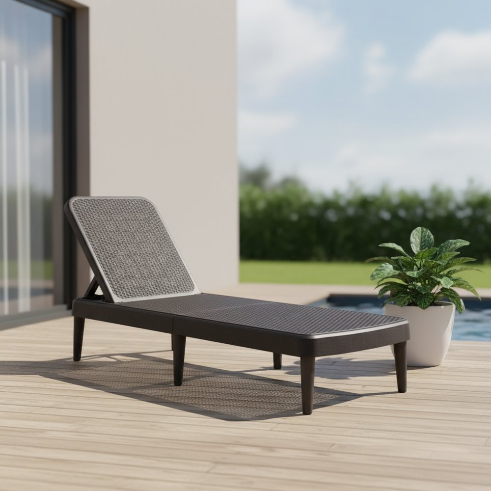 75" Brown Heavy Duty Plastic Outdoor Stacking Chaise Lounge
