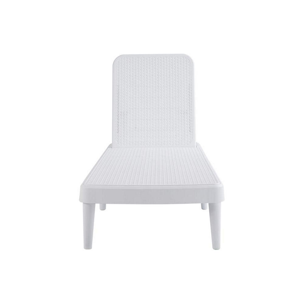 75" White Heavy Duty Plastic Outdoor Stacking Chaise Lounge