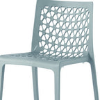 Set of Two Baby Blue Heavy Duty Plastic Outdoor Stacking Dining Chairs