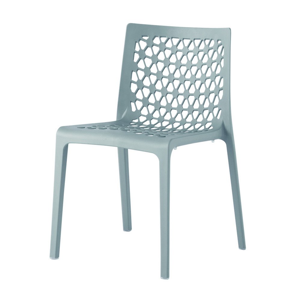 Set of Two Baby Blue Heavy Duty Plastic Outdoor Stacking Dining Chairs