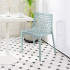 Set of Two Baby Blue Heavy Duty Plastic Outdoor Stacking Dining Chairs