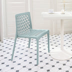 Set of Two Baby Blue Heavy Duty Plastic Outdoor Stacking Dining Chairs