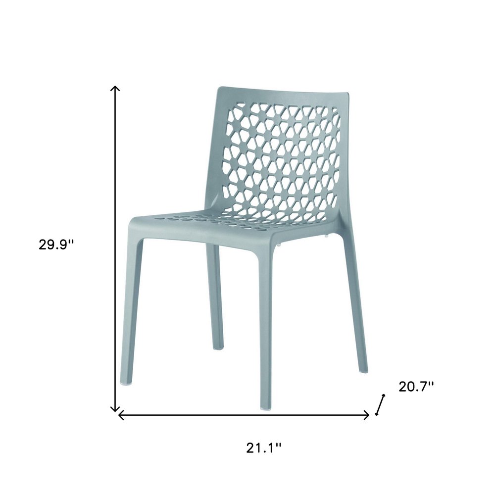 Set of Two Baby Blue Heavy Duty Plastic Outdoor Stacking Dining Chairs