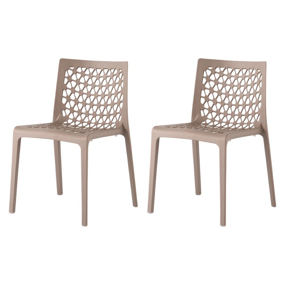 Set of Two Gray Heavy Duty Plastic Outdoor Stacking Dining Chairs