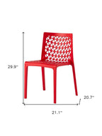 Set of Two Red Heavy Duty Plastic Outdoor Stacking Dining Chairs