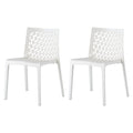 Set of Two White Heavy Duty Plastic Outdoor Stacking Dining Chairs