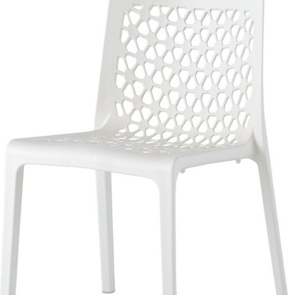 Set of Two White Heavy Duty Plastic Outdoor Stacking Dining Chairs