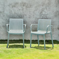 Set of Two Baby Blue Heavy Duty Plastic Outdoor Stacking Arm Chairs