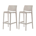 Set of Two 30" Taupe Faux Rattan Outdoor Bar Height Chairs