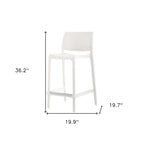 Set of Two 26" White Faux Rattan Low Back Outdoor Counter Height Bar Chairs