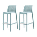 Set of Two 30" Baby Blue Heavy Duty Plastic Low Back Outdoor Bar Height Chairs