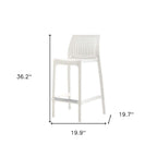 Set of Two 26" White Heavy Duty Plastic Low Back Outdoor Counter Height Bar Chairs