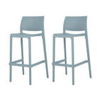 Set of Two 30" Baby Blue Heavy Duty Plastic Low Back Outdoor Bar Height Chairs