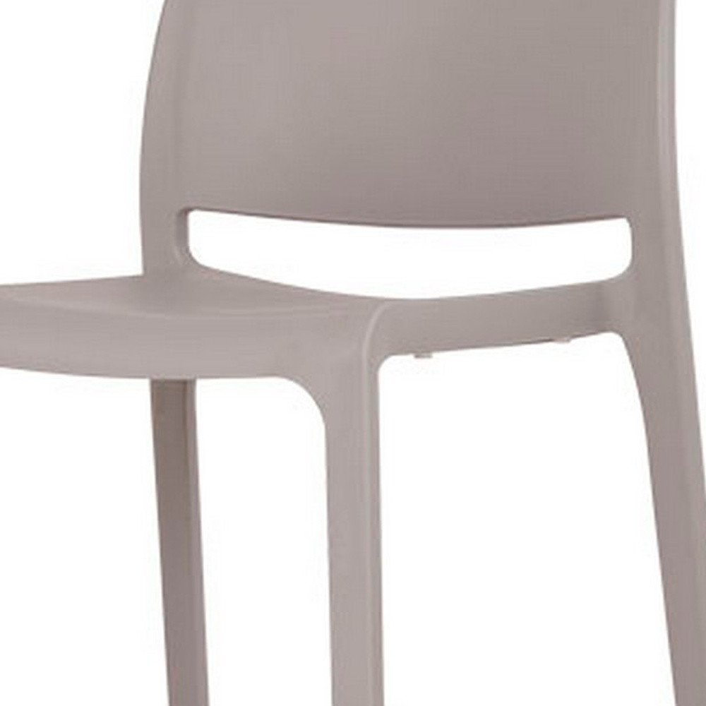 Set of Two 30" Taupe Heavy Duty Plastic Low Back Outdoor Bar Height Chairs