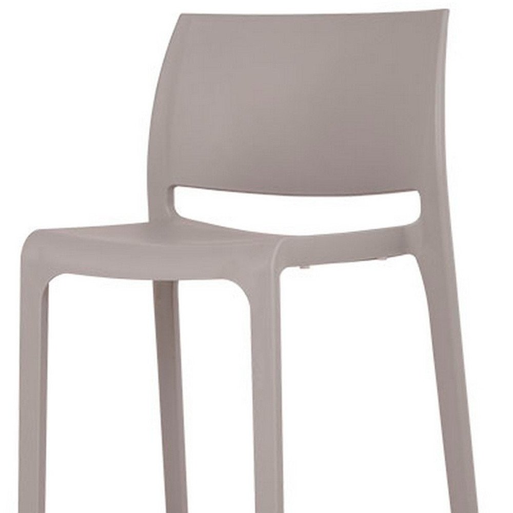 Set of Two 30" Taupe Heavy Duty Plastic Low Back Outdoor Bar Height Chairs