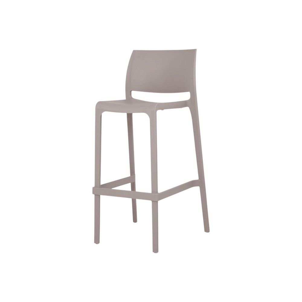 Set of Two 30" Taupe Heavy Duty Plastic Low Back Outdoor Bar Height Chairs