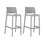 Set of Two 30" Gray Heavy Duty Plastic Low Back Outdoor Bar Height Chairs
