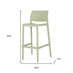 Set of Two 30" Green Heavy Duty Plastic Low Back Outdoor Bar Height Chairs