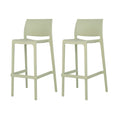 Set of Two 30" Green Heavy Duty Plastic Low Back Outdoor Bar Height Chairs