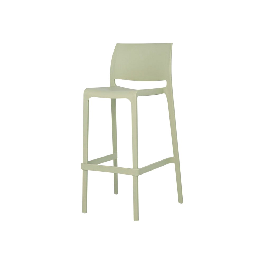 Set of Two 30" Green Heavy Duty Plastic Low Back Outdoor Bar Height Chairs