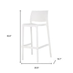 Set of Two 30" White Heavy Duty Plastic Low Back Outdoor Bar Height Chairs