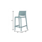 Set of Two 26" Baby Blue Heavy Duty Plastic Low Back Outdoor Counter Height Bar Chairs