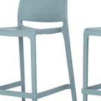 Set of Two 26" Baby Blue Heavy Duty Plastic Low Back Outdoor Counter Height Bar Chairs