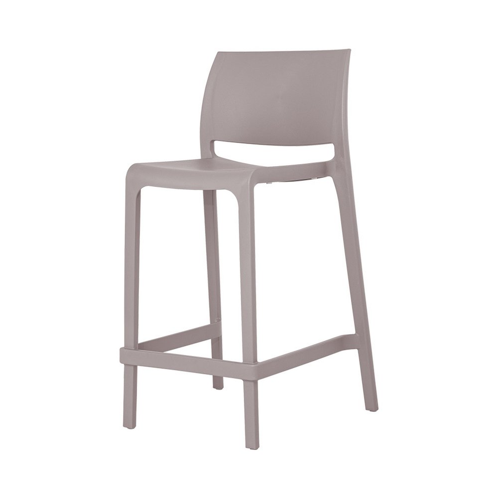 Set of Two 26" Taupe Heavy Duty Plastic Low Back Outdoor Counter Height Bar Chairs