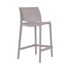 Set of Two 26" Taupe Heavy Duty Plastic Low Back Outdoor Counter Height Bar Chairs