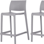 Set of Two 26" Gray Heavy Duty Plastic Low Back Outdoor Counter Height Bar Chairs