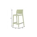 Set of Two 26" Green Heavy Duty Plastic Low Back Outdoor Counter Height Bar Chairs