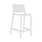 Set of Two 26" White Heavy Duty Plastic Low Back Outdoor Counter Height Bar Chairs