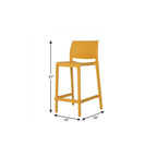 Set of Two 26" Gold and Yellow Heavy Duty Plastic Low Back Outdoor Counter Height Bar Chairs