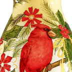 Merry Christmas Cardinal Christmas Hand Painted Red Green And Cream Glass Finial Ornament