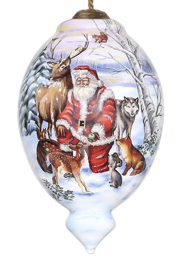 Gifts for Everyone Hand Painted White Red And Brown Glass Finial Ornament