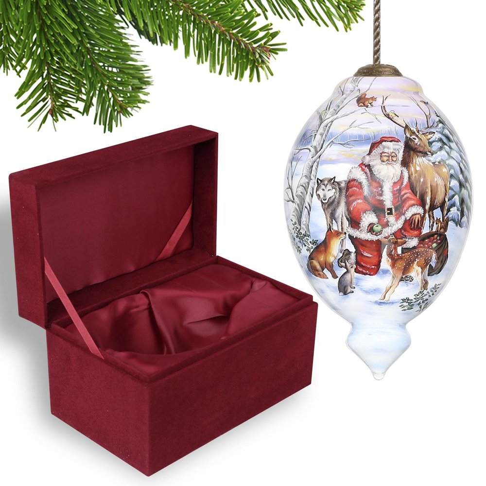 Gifts for Everyone Hand Painted White Red And Brown Glass Finial Ornament
