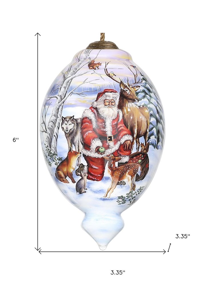 Gifts for Everyone Hand Painted White Red And Brown Glass Finial Ornament