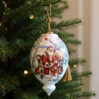 Gifts for Everyone Hand Painted And Mouth Blown Brown Red And White Glass Finial Ornament