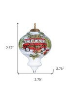 Christmas red Bu Hand Painted Red Green And White Glass Finial Ornament