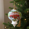Christmas red Bu Hand Painted Red Green And White Glass Finial Ornament