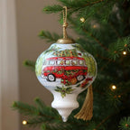 Christmas red Bu Hand Painted Red Green And White Glass Finial Ornament