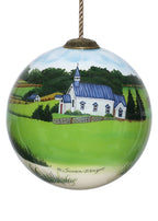 Just Married Hand Painted Red Green And White Glass Ball Ornament