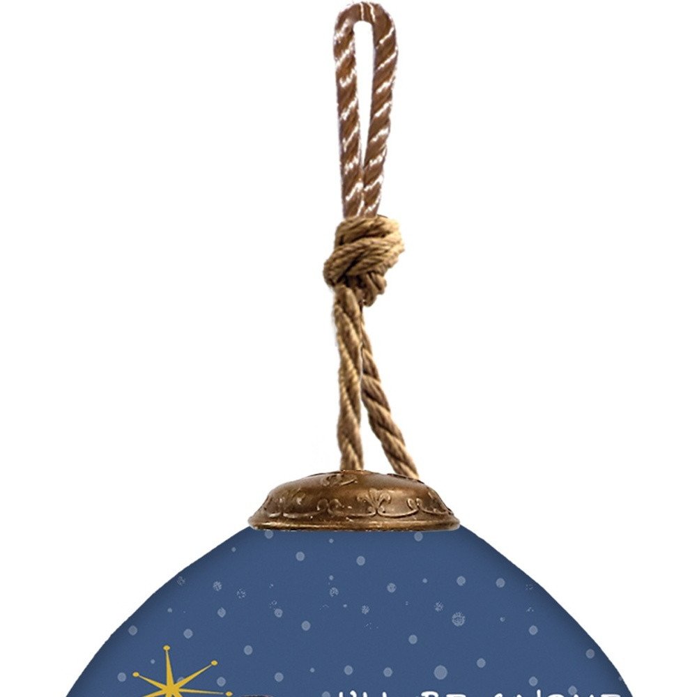 Iell Be Gnome For Christmas Hand Painted Blue White And Red Glass Finial Ornament