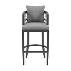 40" Gray Metal Outdoor Bar Height chair with Footrest