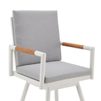 43" Light Gray Metal Swivel Outdoor Counter Height Bar chair with Footrest