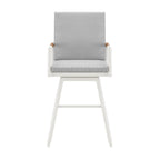 48" Light Gray Metal Swivel Outdoor Bar Height chair with Footrest