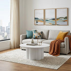 34" White Rounded Aluminum Outdoor Coffee Table