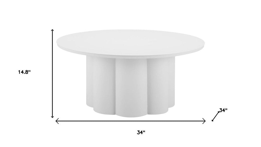 34" White Rounded Aluminum Outdoor Coffee Table