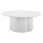 34" White Rounded Aluminum Outdoor Coffee Table