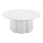 34" White Rounded Aluminum Outdoor Coffee Table